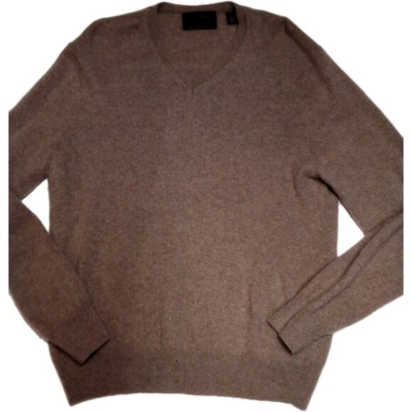 Women's Black Brown Brand Cashmere Sweater Light Tan Color Size Lrg Small Holes - Picture 2 of 13